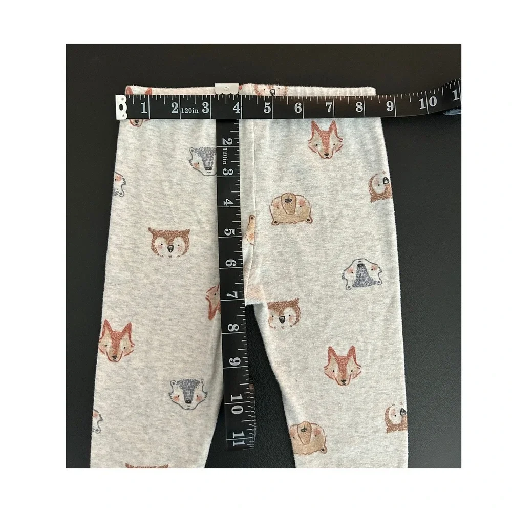 Carters Toddler 2T Pajama Pants Gray Forest Animal Fox Bear Leggings (1309)